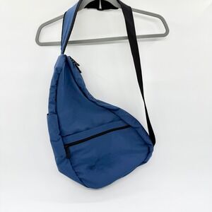 LL Bean Healthy Back Bag Blue Nylon Ergonomic Sling Crossbody Backpack Small